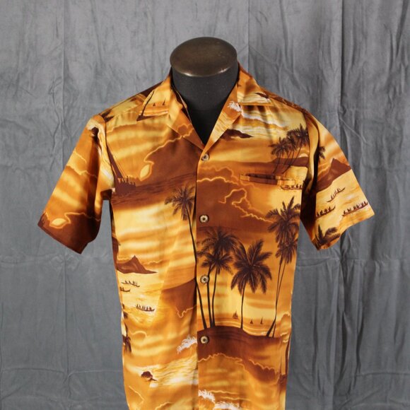 Vintage Hawaiian Shirt - Brown Island Pattern by Made in Hawaii - Men's Small - Picture 6 of 10